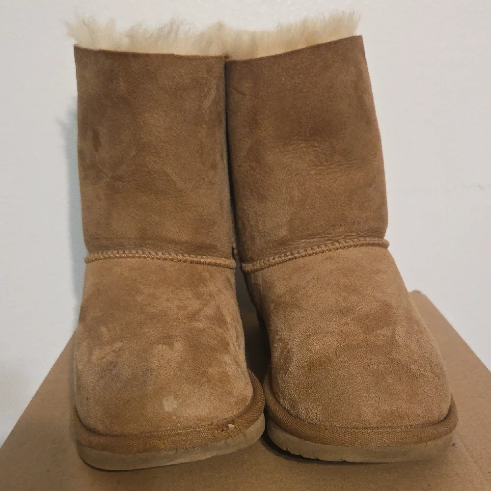 UGG Chestnut Suede Bow-Back Plush Sheepskin Boots